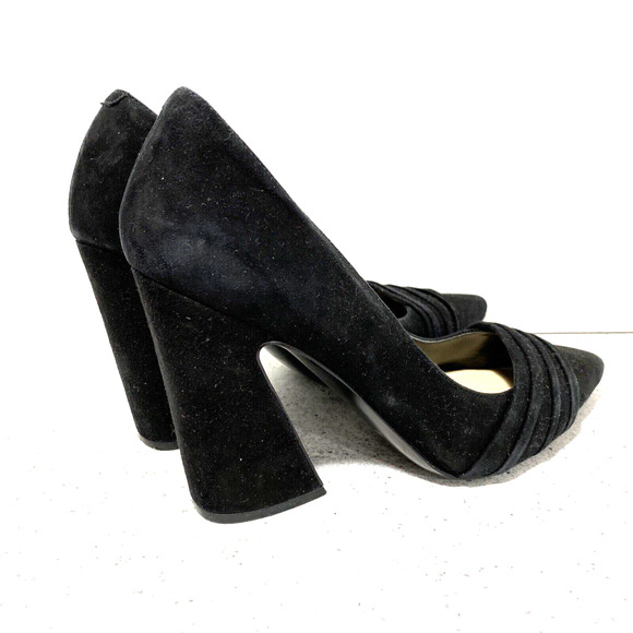 Nine West Holliman black suede pumps US 8M dressy career high heel shoes dressy - Picture 4 of 10